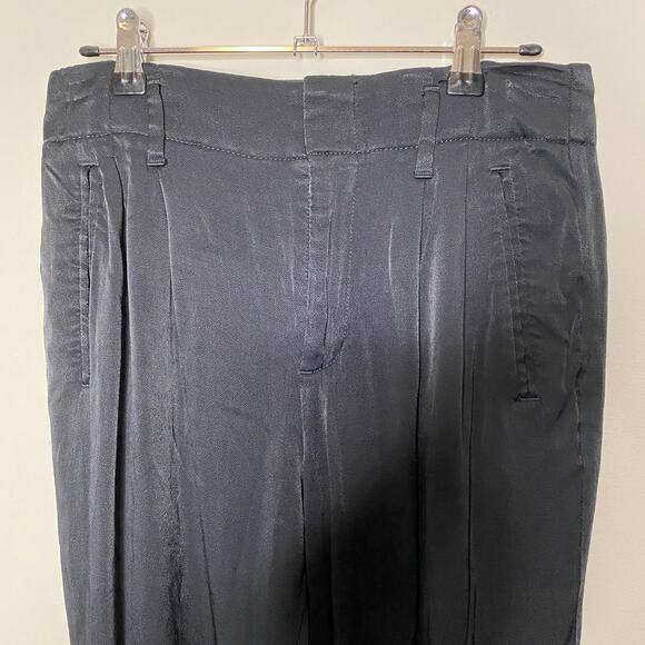 Gap Pants Womens Size‎ 2P Drapey Cropped Trousers True Black High Rise Pockets - Picture 4 of 8